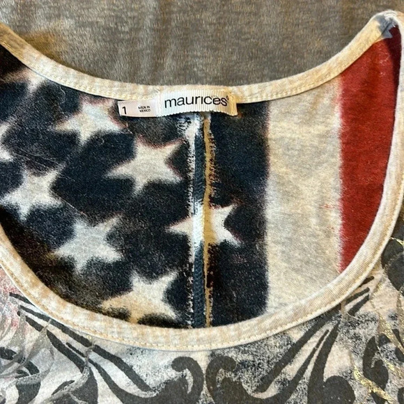 Maurices AMERICANA banded TEE SIZE 1 festive 4th of July - Picture 7 of 8